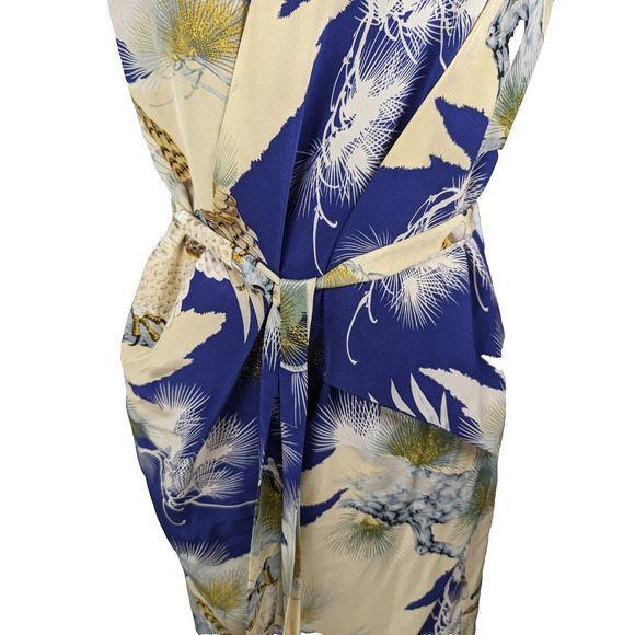 Foley + Corinna Silk Unique Print Pleated Dress Asymmetrical Yellow Blue Small - Picture 9 of 14